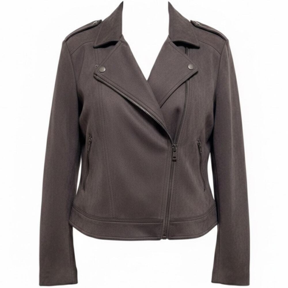 Philosophy Women's Faux Leather Moto Jacket XXL Charcoal Grey